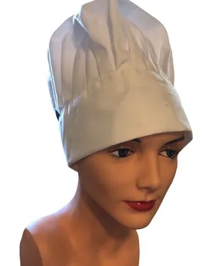 Lot of 2 White Bakers Caps Hats White Stretch Halloween Party Chef Baking OS thumbnail 1