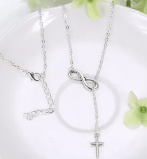 Women Fashion Silver Infinity Cross Pendant Chunky Choker Necklace ( 5/20$ ) thumbnail 5