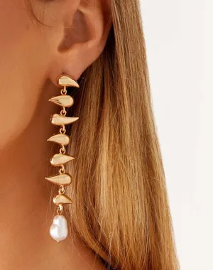 Peppermayo Gold Drop Earrings with Pearl Accent thumbnail 1