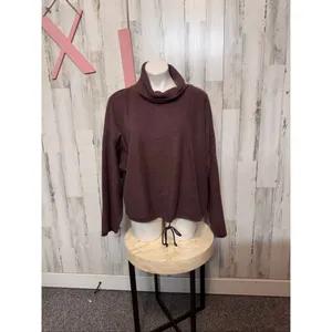 Aerie Plum Maroon Sherpa Fleece Cowl Neck Pullover Women’s XL thumbnail 6