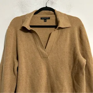 Banana Republic Factory Johnny Collar Sweater Brown Sugar Large Neutral Minimal thumbnail 6