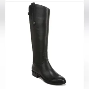 Sam Edelman Black Leather Penny Knee High Zip Up Biker Moto Boots 7.5 thumbnail 3