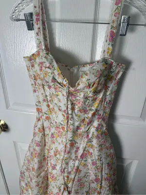 House of CB Rosalee Ivory Meadow Print Cotton Bustier Sundress XS thumbnail 5