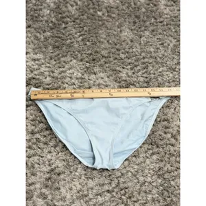 Tory Burch Miller Light Blue Bikini Bottom Low Rise Silver Logo Buckle Size L thumbnail 9