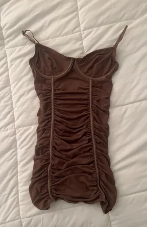 Princess Polly Brown Tan Mesh Ruched Lingerie Slip Bodycon Going Out Party Club Dress thumbnail 4