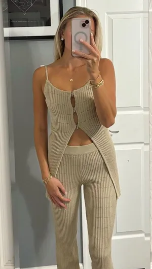 Hera Collection Tan Tank & Pants Set NWT thumbnail 1