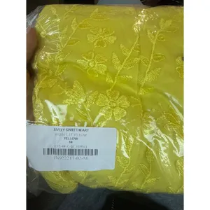 New! Lulus‎ Lively Sweetheart Yellow Mesh Embroidered Lace-Up Mini Dress Medium thumbnail 5