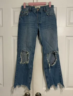 Free People We The Free Maggie Heavily Distressed Crop Jeans thumbnail 3