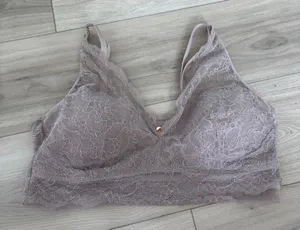 Pearl‎ by Venus Mauve Floral Lace Bralette XXL Wireless Padded Longline Bra thumbnail 1