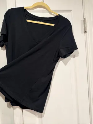 NWOT Madewell Size L Black V Neck Short Sleeve Slub Cotton Tee Shirt thumbnail 3