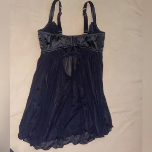 Parfait Black lace lingerie babydoll lingerie rhinestone chemise goth sexy M thumbnail 2