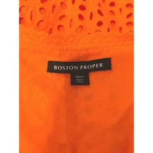 Boston Proper NWT Eyelet‎ Mini Dress Large Orange New Puff Sleeve Tiered thumbnail 4