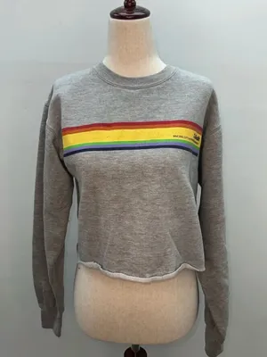 Brandy Melville John Galt Crop Sweatshirt Pacific City Rainbow One Size Beach thumbnail 1