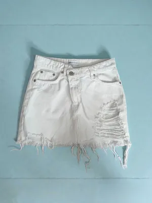 ZARA Women’s  White Denim Skirt Size Small thumbnail 3