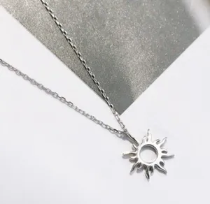 925 Silver Plated Sun Pendant Necklace for Women thumbnail 1