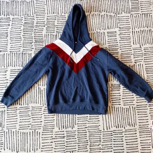 Sandro Paris Navy Velvet Chevron Hooded Sweatshirt Hoodie Small thumbnail 2