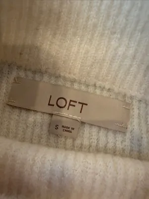 LOFT Cream Ribbed Turtleneck Sweater Size Small - C54-135 thumbnail 2