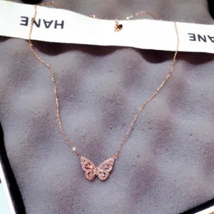 14K Rose Gold Plated Butterfly Pendant Necklace for Women thumbnail 4