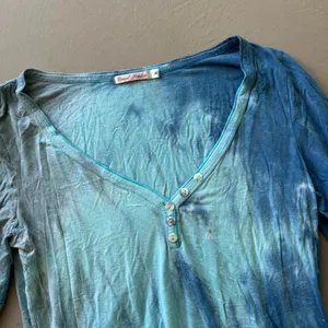 Y2K Casual Freedom Tie Dye Scoop Neck Henley Top thumbnail 3