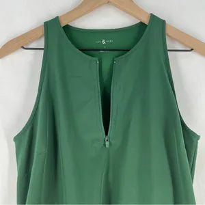 Lou & Grey Stretch‎ Woven Forest Green Sleeveless Zip Neck Mini Dress Size S thumbnail 6