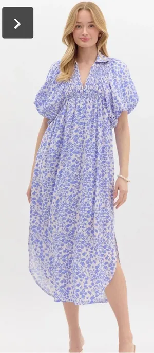 ENTRO puff sleeve midi dress Size XL thumbnail 1
