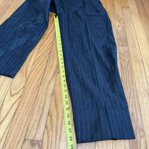 Theory‎ Double Pleat Wide-Leg Pant in Gray Pinstripe Wool Flannel Size 00 thumbnail 8