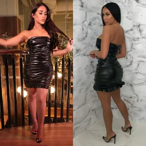 Femme Luxe Womens Black Ruffle Strapless Bodycon Mini‎ Dress - Brody thumbnail 2
