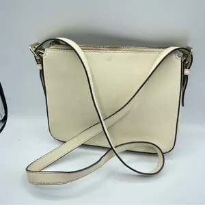 Kate Spade Cream Leather Square Crossbody Handbag Purse Medium Bag Classic thumbnail 5