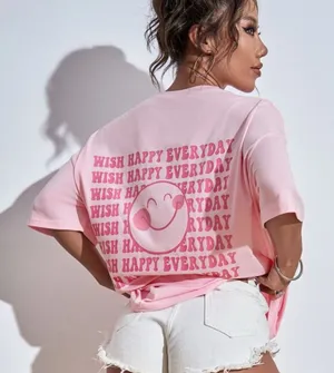 Shein Wish Happy Everyday Oversized T-Shirt thumbnail 1