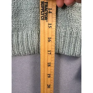 Lush Womens Sage Green Ribbed Knit Polo V-Neck Cropped Sweater Small thumbnail 4