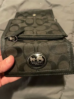 Vintage Coach Black Signature Canvas Trifold Wallet thumbnail 6
