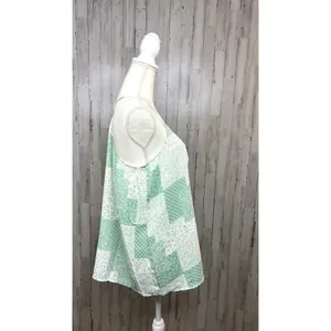 Heyson Women's Medium Floral Patchwork Tank Top Mint‎ Green Sleeveless V-Neck thumbnail 5