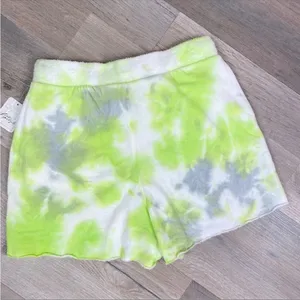 Free People Kelly Sweat Shorts Tie Dye‎ Citron Green Gray X Small thumbnail 3