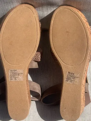 Shimmer by EDL Felicia Comfort Fit Sling Back Taupe Strappy Wedge Sandals Size 9 thumbnail 7