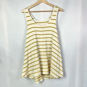 Free People We the Free Yellow Garden Stripe Sleeveless‎ Tunic S thumbnail 4