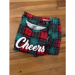 Joyspun Womens Red Plaid Cheers Christmas Pajama Set Jogger PJs Medium Holiday thumbnail 3