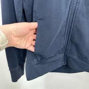 Lululemon Size 4 Navy‎ Blue Cotton Blend Hooded Full Zip Sweatshirt Loungewear thumbnail 2