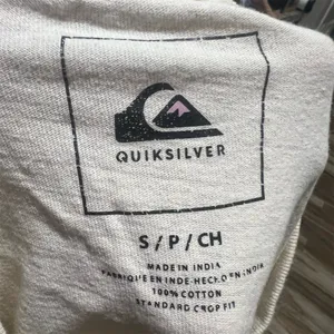 Quiksilver T-Shirt Womens M Cream Graphic Logo Crew Neck Short Sleeve Tee thumbnail 6