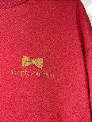 Simply Southern Fall Red Long Sleeve Tee with Gold Bow Logo thumbnail 2