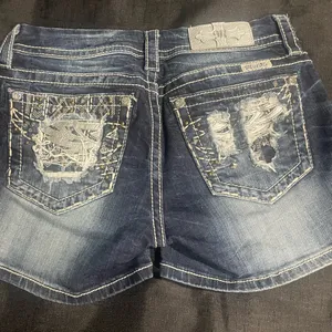 Miss Me Blue Jean Shorts with Distressed Wash thumbnail 2