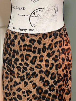 Vintage AGB Byer California SZ S Animal Print Wrap Maxi Skirt 90s Grunge Punk thumbnail 3