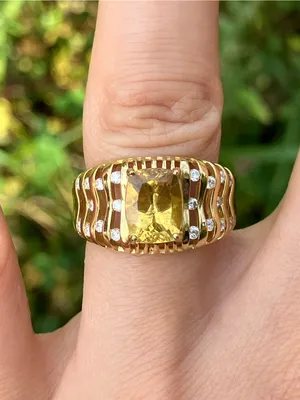 Golden Apatite Moissanite Ring Size 7 Gold thumbnail 1