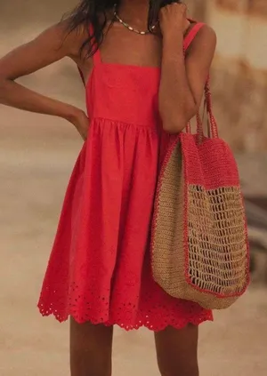 Maeve Sleeveless Eyelet Romper, Size XS thumbnail 1