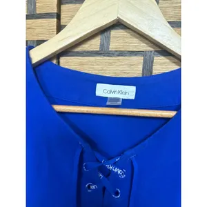 Calvin Klein Blue Lace Up Neck Dress Size Small‎ thumbnail 7