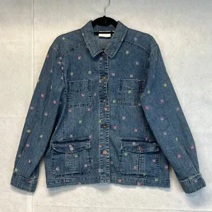 Vintage ALFRED DUNNER Denim Jacket Size 12 Blue 80s Embroidered‎ Butterfly Cute! thumbnail 1