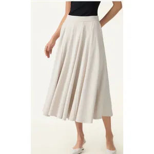 OGL Move Beige Pleated Midi Skirt Casual Pull On A Line Skirt Women Size S thumbnail 3