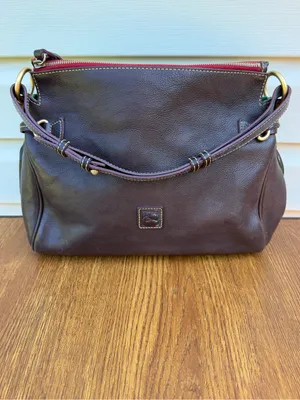 Dooney & Bourke Florentine Leather Medium Hobo Shoulder Bag Brown Tassel thumbnail 2