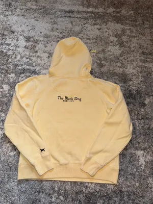 The Black Dog Pale Yellow Pullover Hoodie with Black Dog Logo thumbnail 7