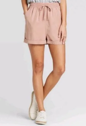 Universal Threads Mid Rise Drawstring Soft Flowy Short Blush Pink, Sz M thumbnail 1