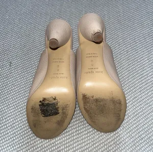 Kate Spade Pink Nude Pebble Leather Peep Toe Cone Heel Mules Classic Sz 8 thumbnail 5
